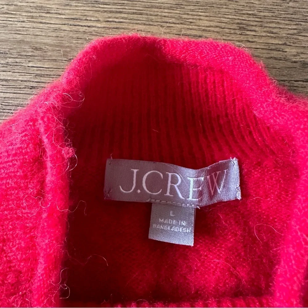 J. Crew Supersoft Yarn Rollneck Sweater Merino Wool Alpaca Blend Red L